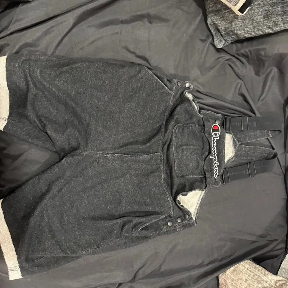 Champion Men's Black and Grey Dungarees-overalls